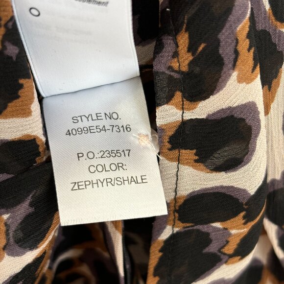 Paige Abriana Blouse Leopard Animal Print Top Shirt Zephyr Button Collared M L - Picture 9 of 9